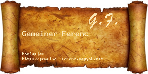 Gemeiner Ferenc névjegykártya